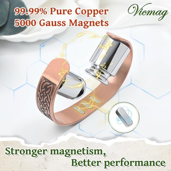 Lightweight Tree of Life Copper Bracelet for Men - 5000 Gauss Magnetic Power - Picture 4 of 9
